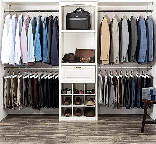 Image of WHISKET Solid Wood Hangers,Premium Wood Hangers with 360-Degree Rotatable Hook and Notches, Natural, Heavy Duty Wood Hangers for Coats, Suits, Jackets, Closet (White) [Pack of 12]