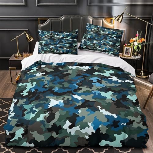 Parure de lit microfibre single avec housse de couette camouflage 3D