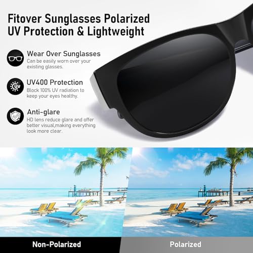Image of HAOLOTA Sunglasses that Fit-Over Glasses Women Polarized, Trendy Cat Eye Sunglasses Wear Over Glasses, UV Protection