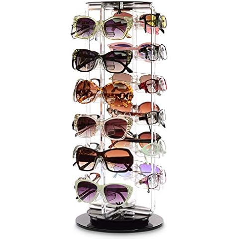 MOOCA Acrylic Rotating Sunglasses, Eyewear Holder Display, Eyewear Collection, Sunglasses Holder, Eyeglass Case, High Capacity Eyewear Organizer, 24 Pairs Cover