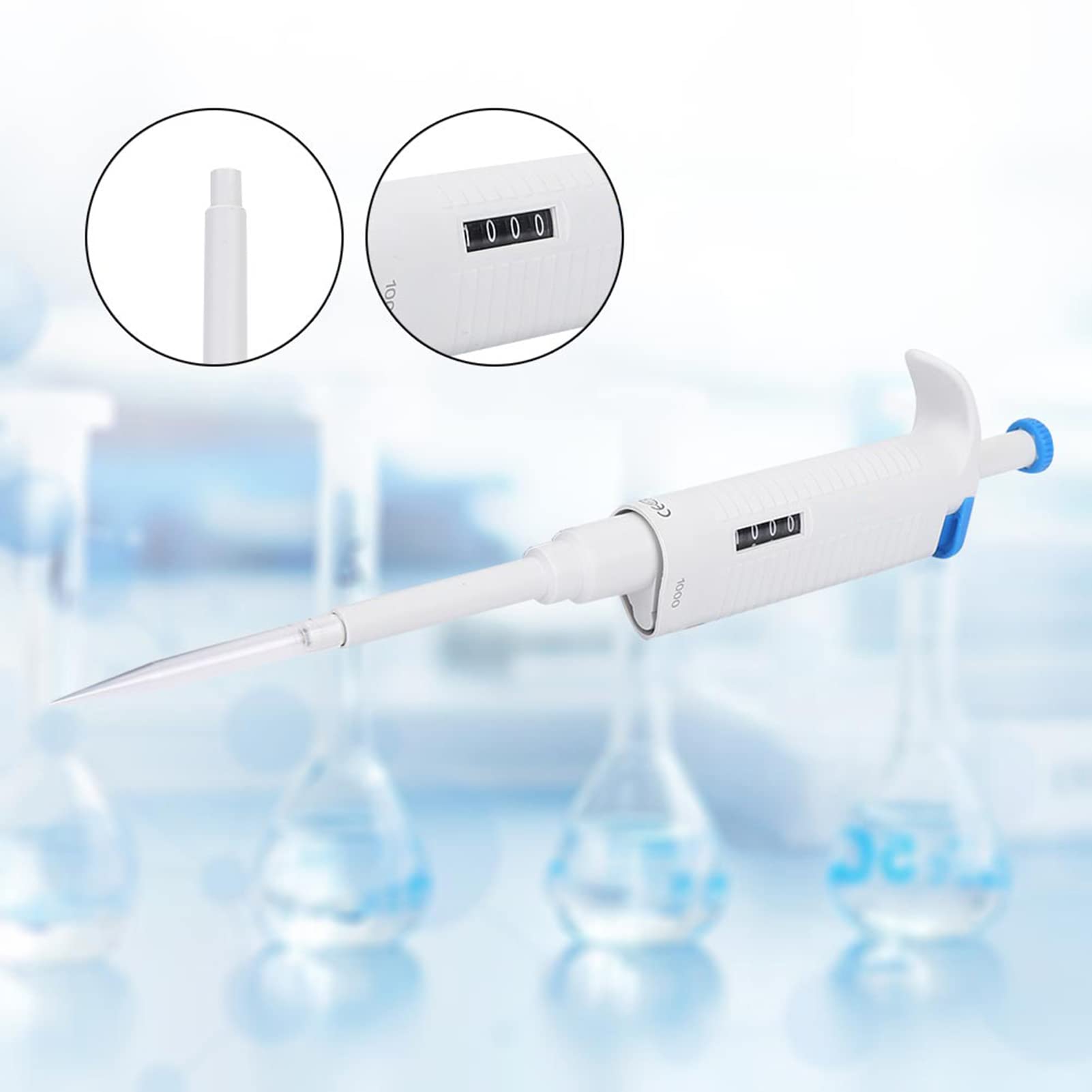 Manual Pipette, Micropipette U 100?1000ul cone filters with 3*Original Pipet Suction Head and Calibration Tube for Laboratory