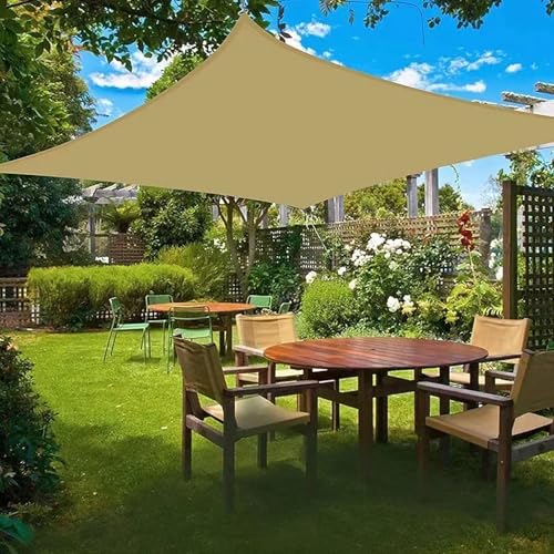 Toldo vela de sombra impermeable rectangular beige para patio y jardin 8