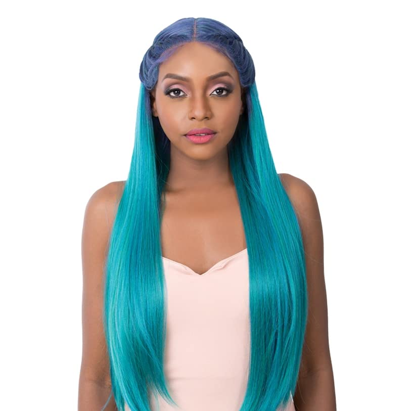 It's A Wig Synthetic Pre-Braied 4" Deep Center Parting Lace Front Wig SWISS LACE CROWN BRAID DABO (PRIZM BLUE VIOLET)