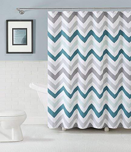 Yogaly Shower Curtain Set Bathroom Decor 100% Cotton Fabric Shower Curtain: Chevron Design (Aqua Gray and White),72x78inch