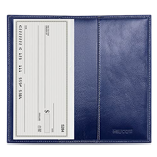Image of HISCOW Minimalist Checkbook Cover - Full Grain Leather, Antiqued Blue, One Size, Minimalist