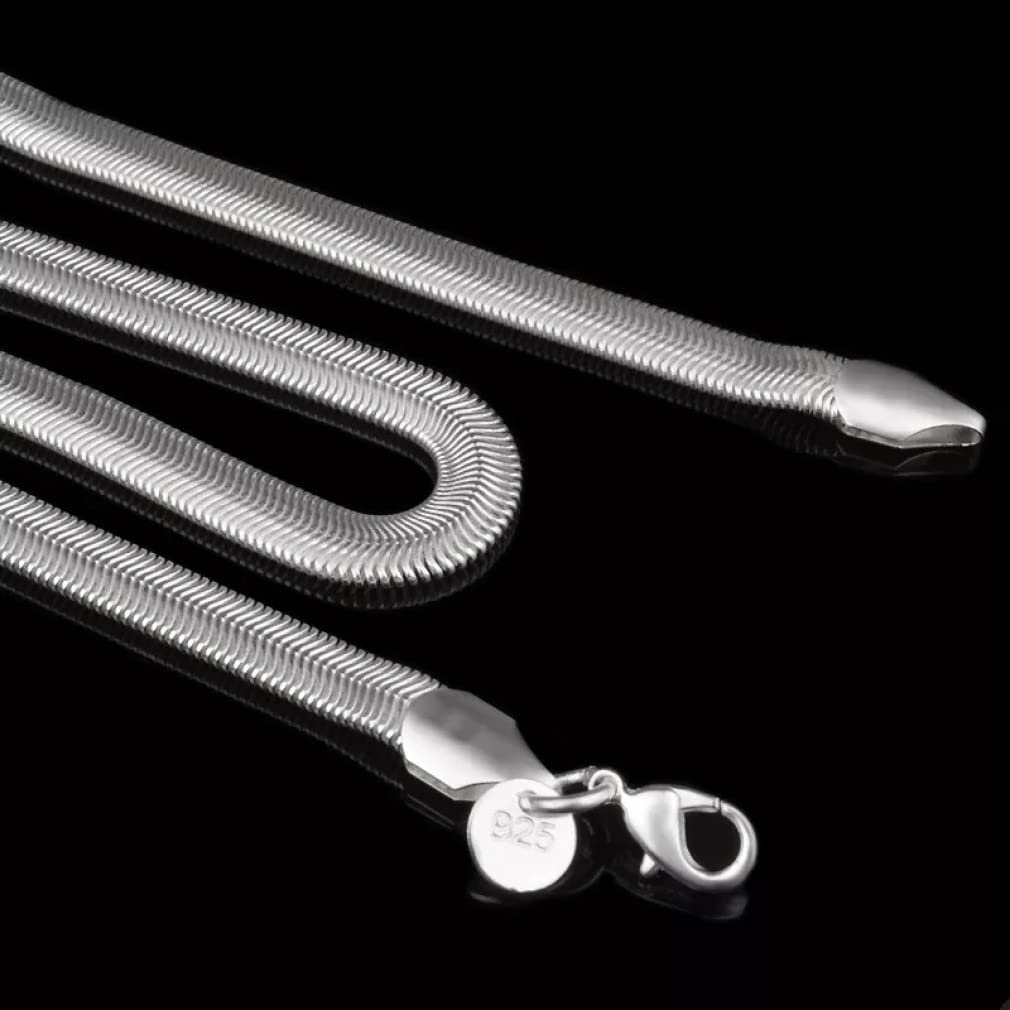925 Sterling Silber 16/18/20/22/24 Zoll 6 mm Flache Schlangenkette Halskette für Frauen Mann Hochzeit Schmuck