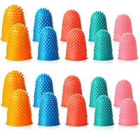 20 Stücke Gummi Finger Tip Pads Griffe für Geld Zählen Sortieren Schreiben Sortieren Aufgabe Heißkleber und Sportspiele Dicker wiederverwendbarer Schutz Verschiedene Größen Blau Orange Grün Rot Rosa