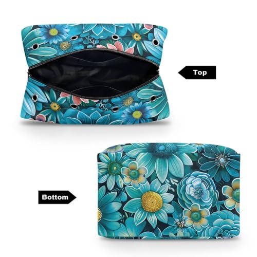 Image of Drnuikhe Blue Sunflower Portable Yarn Storage Bag for Knitting Kit, Large Crochet Bag Tote Gift Yarn Holder Case for Carrying Projects, Knitting Needles