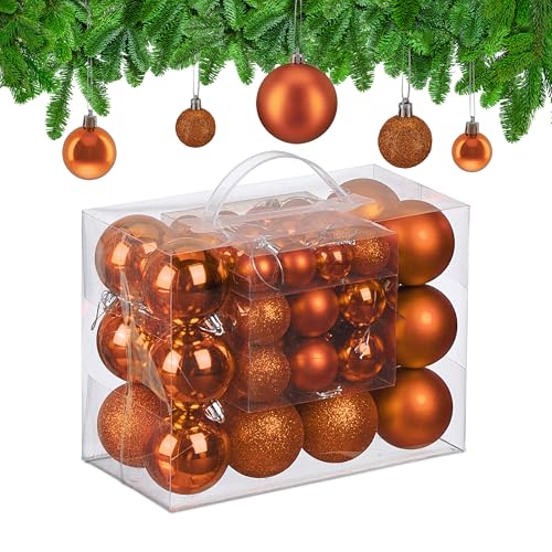 Relaxdays Weihnachtskugeln im 50er Set, Kunststoff, glitzernde, Matte,...