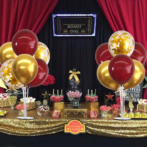 TONIFUL 4 Set Burgundy Red Gold Balloon Centerpieces for Table,Balloon Stand Kit for Graduation Decorations 2025,Christmas Party Decoration,New Year's Eve,Anniversary,Thanksgiving,Birthday Decorations - Image 3