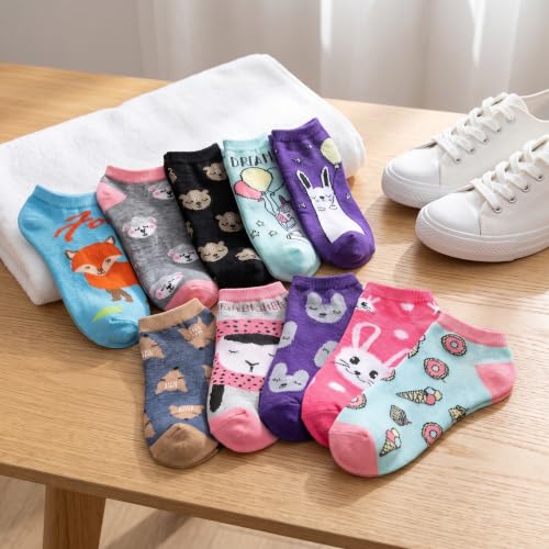 Image of Tipi Toe Women's 10 Pairs Lightweight Colorful Socks - Fun Low Cut Patterns for All-Day Comfort and Easy Everyday Style