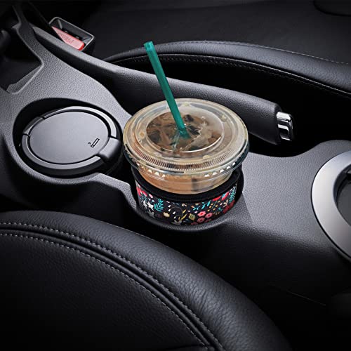 Image of YR Reusable Neoprene Insulator Sleeve for Iced Coffee Cups, 3 Pack Coffee Coolies sleeves for Iced & Hot Drinks, Cold Beverage Cooler Compatible with Starbucks Coffee and More (Little Flower)