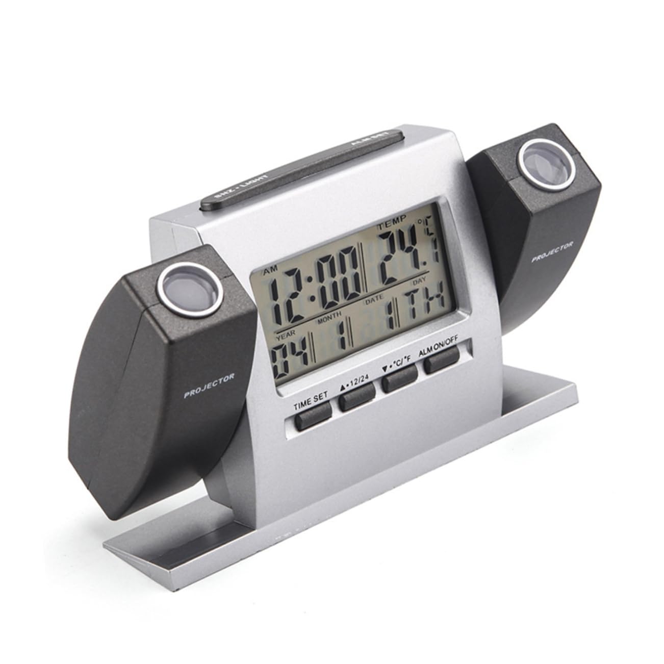 RORPOIR Multifunctional Projection Alarm Clock Indoor Temperature Display and Dual Rotatable Stylish for Home Use Battery Operated