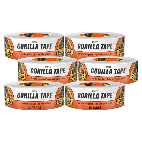 Image of Gorilla Tape, White Duct Tape, 1.88 inch x 30 yd, White, (Pack of 6)