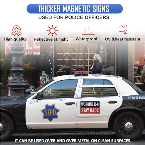 Image of Working K-9 Car Magnet (Red /Black, 2 Pack) Reflective Waterproof Magnetic Sign 11.8 inch x 7.9 inch