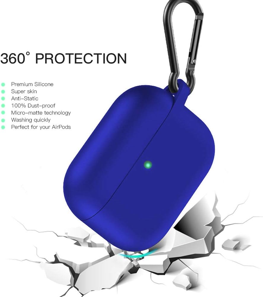 Henstar AirPods Pro Case Silicone Protective Cover [Front LED Visible] Compatible with Apple AirPods Pro (Blue)
