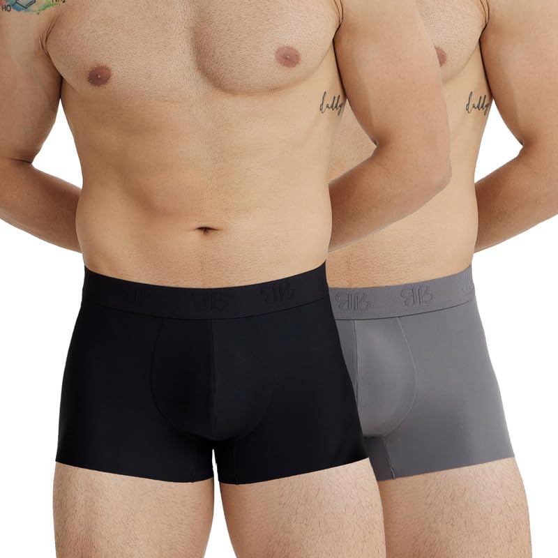 B’There Men’s Seamless Performance Trunks | Premium Microfibre Spandex Workout Underwear for Men | Bonded Edges, No Marks Waistband & No-Ride-Up Comfort Fit Innerwear_Pack of 2-image-45