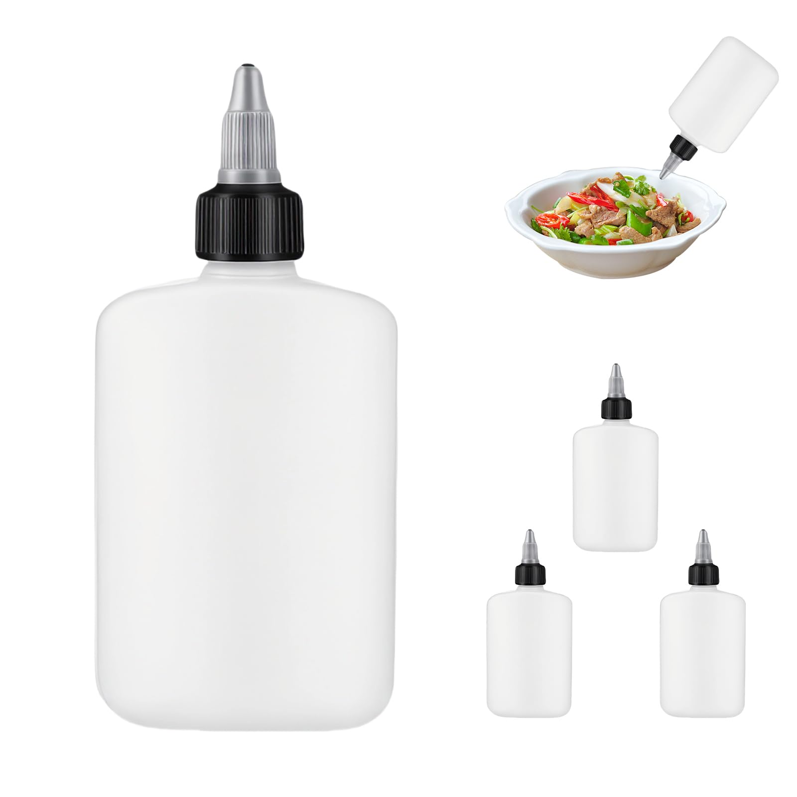 ZWWAAZHF 3 4-Pack 120ML HDPE Liquid Dispensers Leak-Proof Design with Accurate Pour Spouts for Oil & Sauces Storage Oil Dispenser Bottles