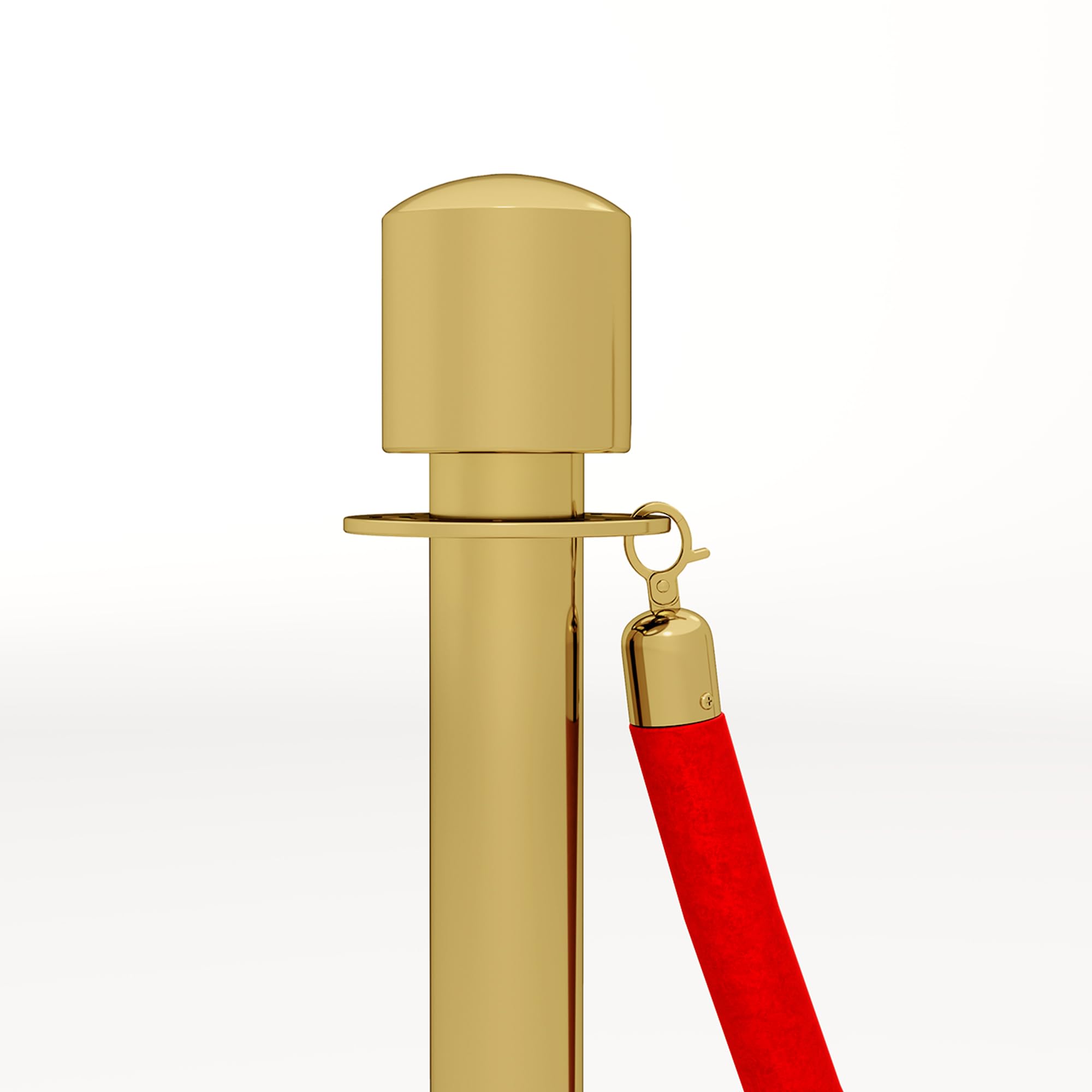 HOMCOM Juego de 2 Postes Separadores de Acero Inoxidable, Barreras de Seguridad con Cuerda de Terciopelo Roja 1,5 m y Base Rellenable de Agua, Dorado