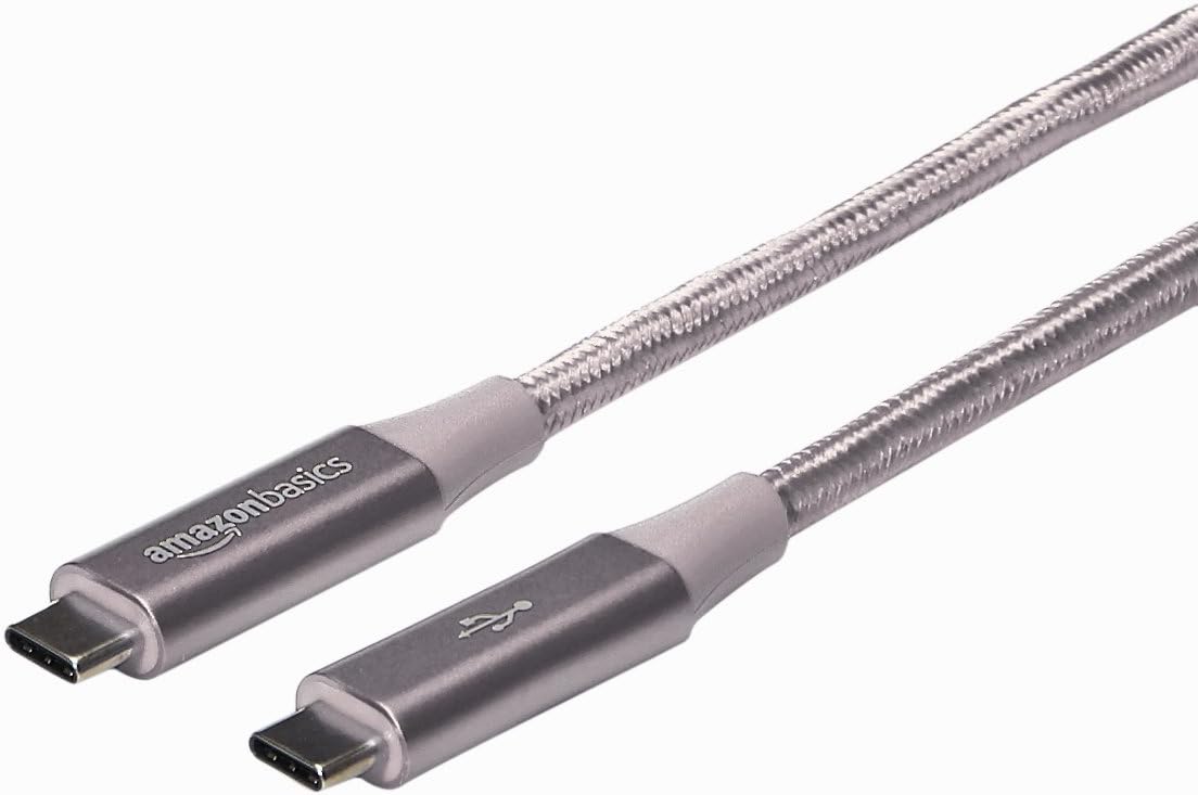 Amazon Basics Double Braided Nylon USB-C to USB-C 3.1 Gen 2 (10Gbps) Fast Charging Cable, 3A - 3-Foot, Dark Gray Amazon Basics Double Braided Nylon USB-C to USB-C 3.1 Gen 2 (10Gbps) Fast Charging Cable, 3A - 3-Foot, Dark Gray