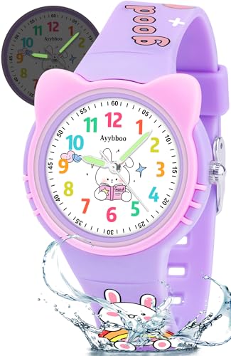 Image of Kids Digital Analog Watches for Girls Boys, 7 Color Lights Waterproof Cute Wristwatches for Kids with Alarm Stopwatch, Great Present for Girls Boys Ages 5-13