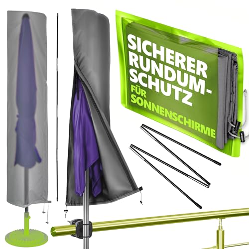 4smile Sonnenschirm Schutzhülle für 3M Ø 300cm/250x150cm Sonnenschirme 174x32/35cm Abdeckung Sonnenschirm Wasserdicht Abdeckhaube für Gartenschirm mit wasserdichtem Reißverschluss Anthrazit