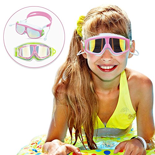 Spinosaurus Kids Swim Goggles(Age 3-15 Years), Fashionable, Anti-Fog,UV Protection, No Leaking, Coated Lens,