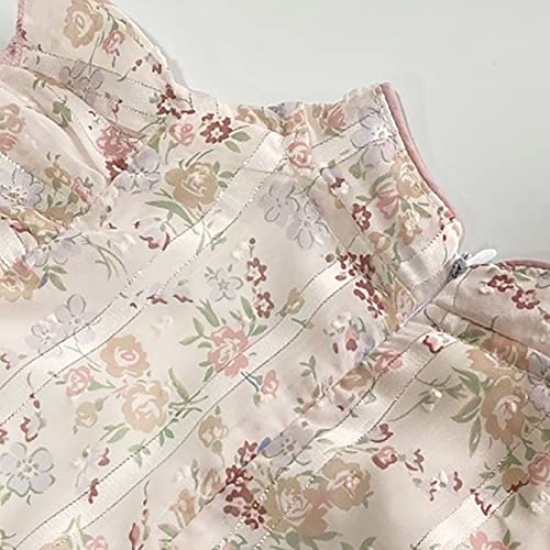 Toddler Girls Fly Short Sleeve Qipao Tang Suit Dress Chinese Traditional Cheongsam Floral Casual Dresses for Baby3