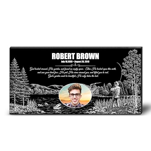 Image of ADFSTONE Granite Memorial Plaques for Outdoors, Headstones for Graves, Bereavement Garden Stones, Tombstone Marker, Grave Markers for Cemetery, Memorial Stones for Loved Ones, Porcelain Grave Photo