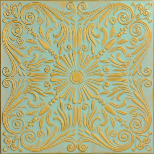 A La Maison Ceilings R139 Spanish Silver Foam Glue-up Ceiling Tile (259.2 sq. ft./Case) Pack of 96, Gold Moss