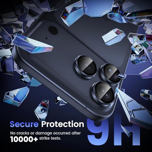 Image of CLITZ Camera Lens Protector for iPhone 17 Pro Max /iPhone 17 Pro, 9H Tempered Glass Camera Lens Cover, Aluminum Alloy Metal Ring Protector, Scratch Resistant, HD Clear, Case Friendly, Blue