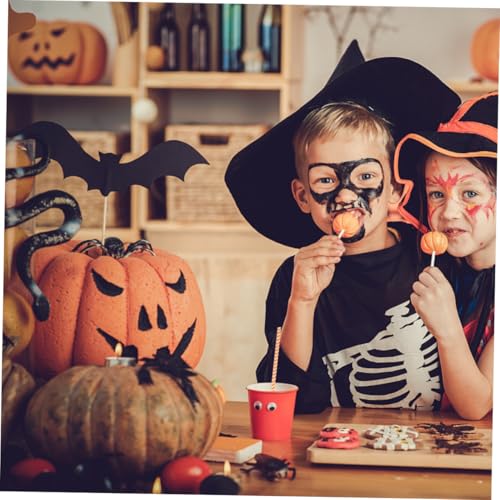 Yardwe 100 pitillos de papel Kraft biodegradables para Halloween miniatura 3