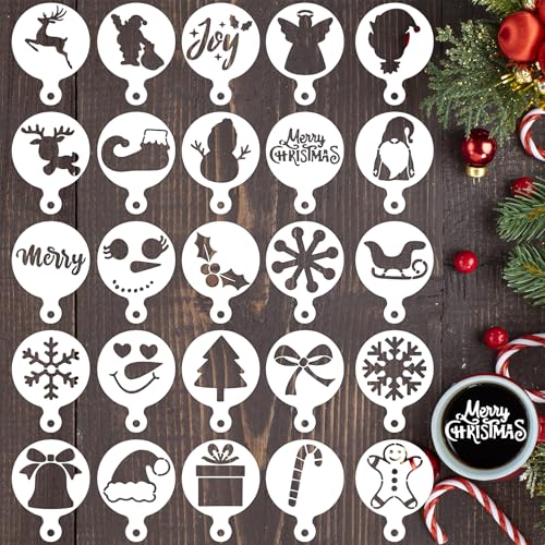 25 PCS Reusable Cookie & Sourdough Stencils, 3.4\"x2.6\" Food-Safe Baking Templates for Bread, Cookies, Latte Art & Holiday Dessert Decorating