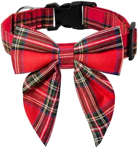 Christmas Dog Collar Detachable Dog Bow Ties Adjustable Soft Cott...