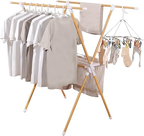 Hershii Escurridor plegable para colgar ropa en interiores y exteriores, almacenamiento de ropa, soporte de exhibición para ahorrar espacio,