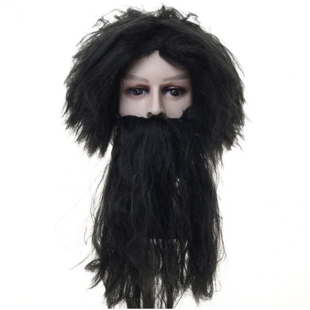 Zestaw peruki do brody i peruki dla dorosłych, kręcona, czarodziejska peruka do brody, przebranie, peruka na Halloween, Cosplay, Halloween, karnawał, imprezę
