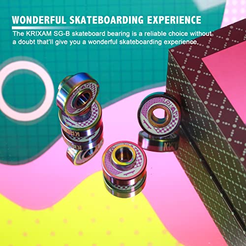 Krixam Sg-B Skateboard Bearings With Black Ceramic, Longboard Bearings With Built In Spacers (Pack Of 8) #TOP2