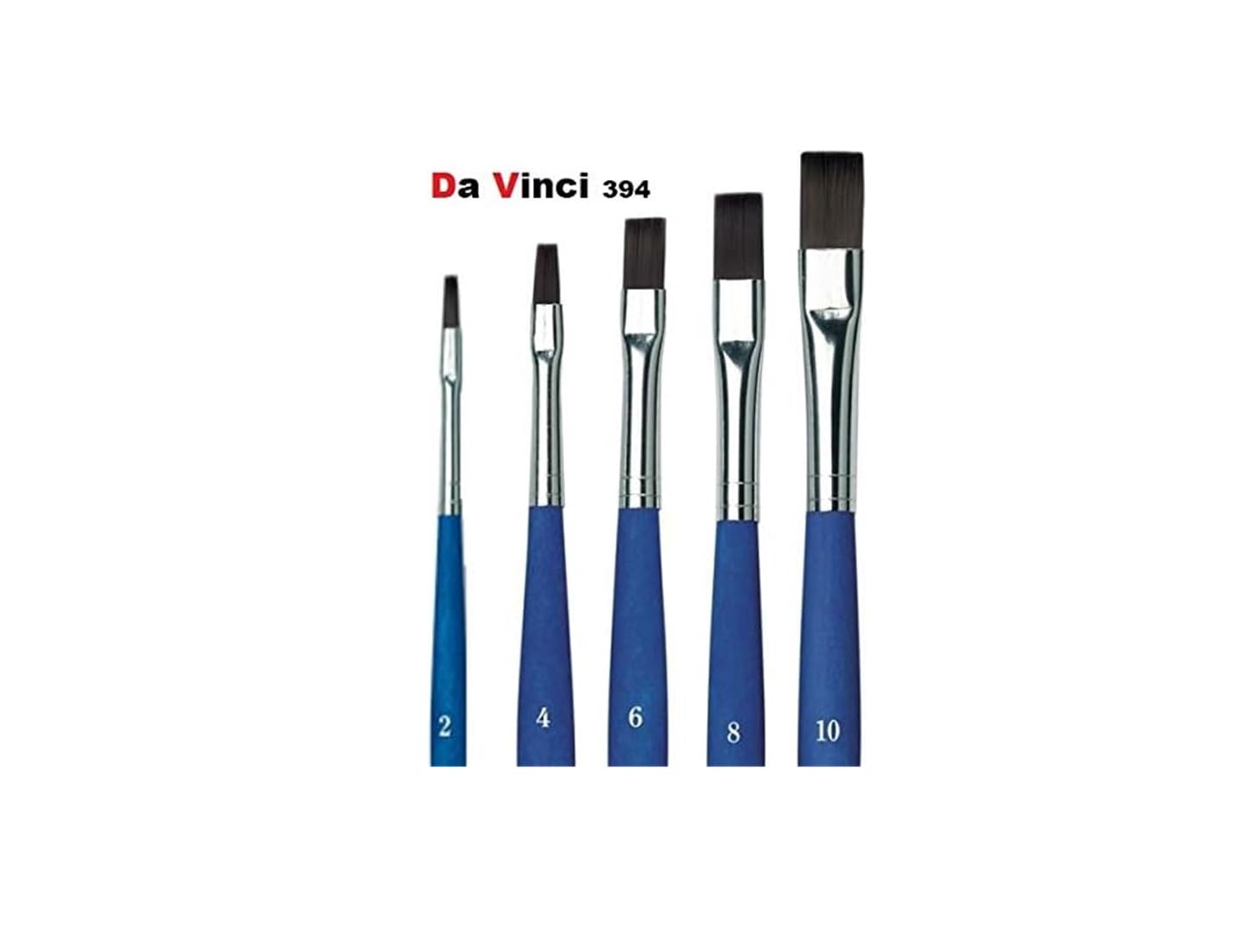 da Vinci Série 394 Brosse Plate, Fibre synthétique, Bleu Mat, Set 5 pcs,NO. 2, 4, 6, 8,10
