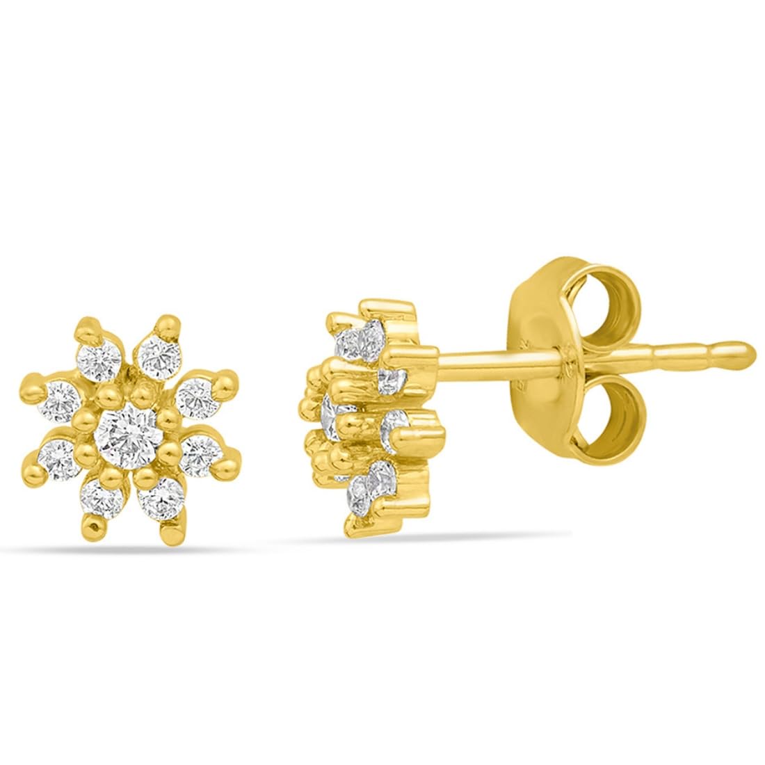 zavya 925 Sterling Silver Cubic Zirconia Floral Gold Plating Stud Earrings | | Gift for Women and Girls | With Certificate of Authenticity and 925 Hallmark-picture-39