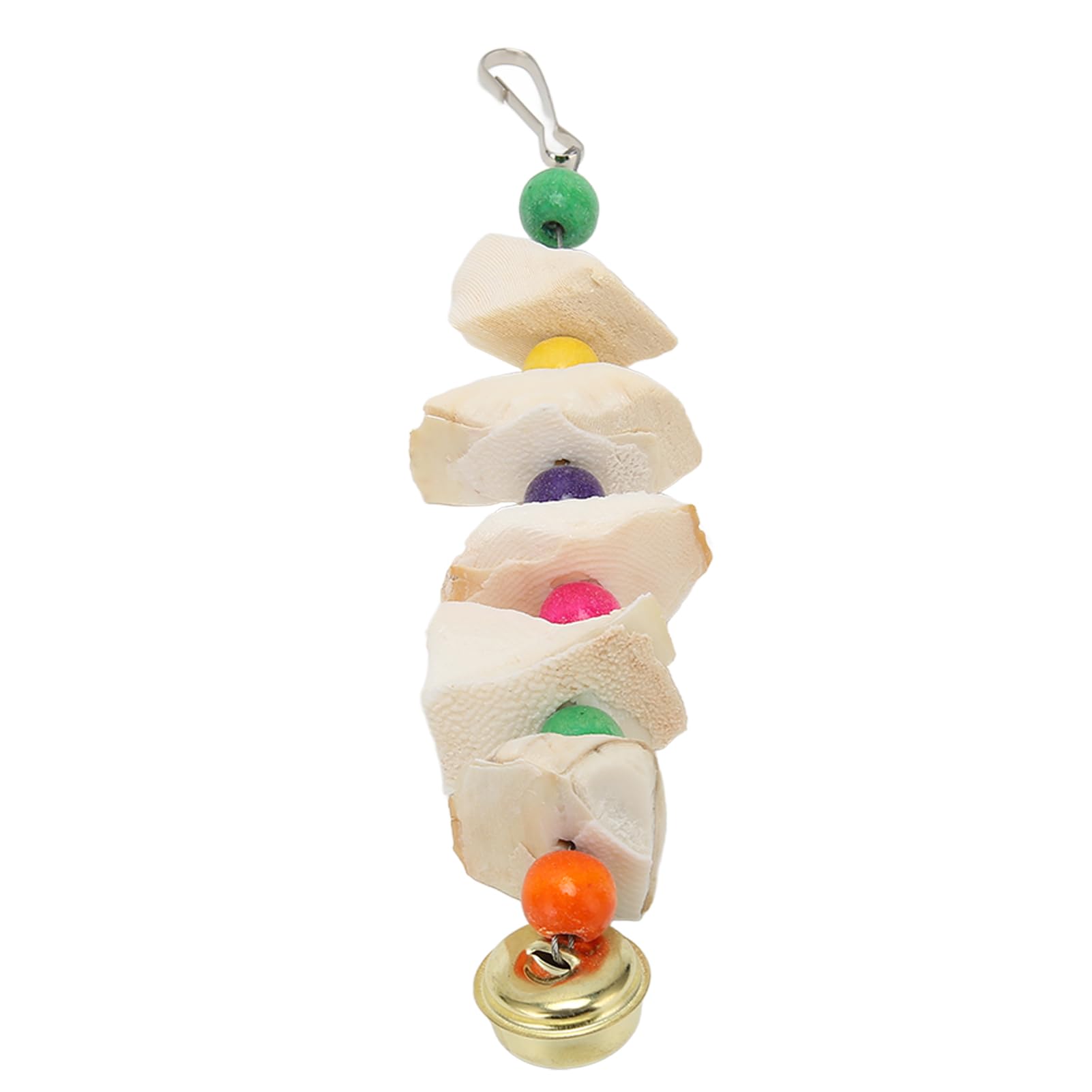 Juguetes para Masticar Pájaros para Loros - Sepia Natural Colorida con Campana para Rechinar los Dientes y Suplemento de Calcio - Material Seguro y Fácil de Instalar (M)
