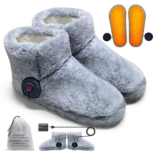 Ewarmer Aquecedor de pés alcançável para pés frios, botas aquecidas para mulher, botas de aquecimento de próxima geração (botas cinzentas, padrão)