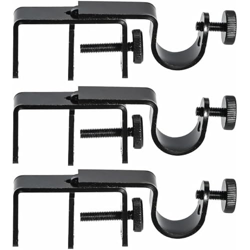 Outside Mounted Blinds Curtain Rod Bracket -- Tool-Free No Drill Installation for 1.3-2 Inch Rectangular Headrails, Black 3-Pack