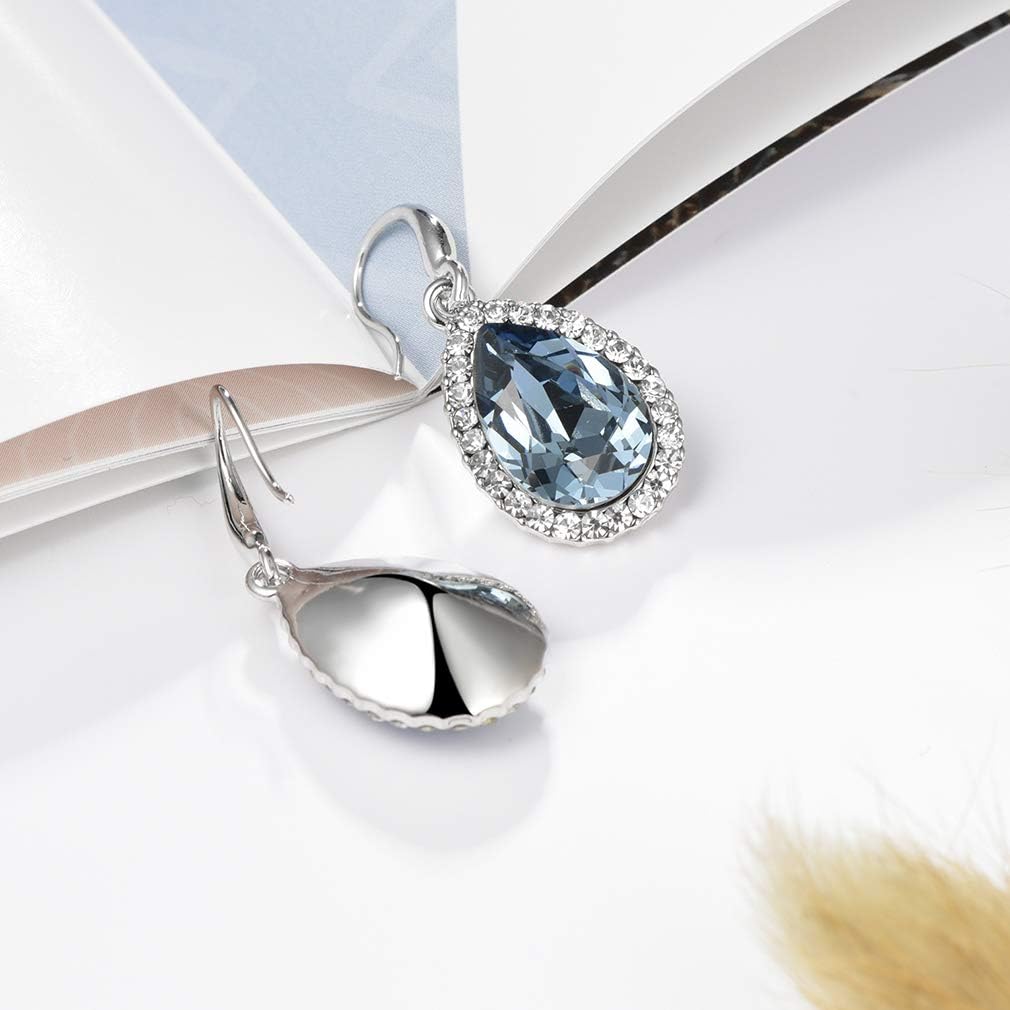 Austrian Crystal Teardrop Dangle Drop Earrings for Women Dangling 14K Gold Plated Hypoallergenic Jewelry - Image 7