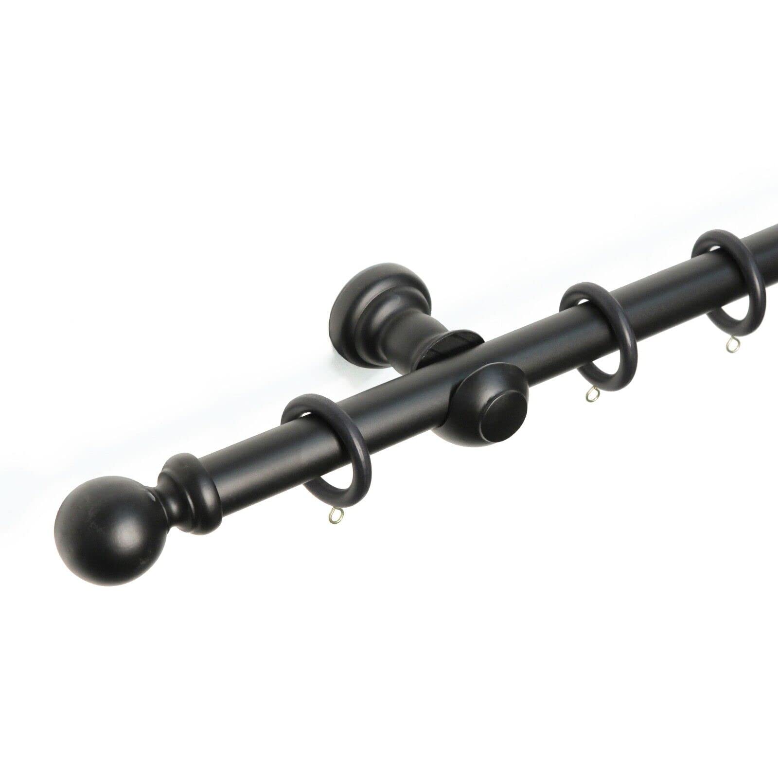 Lister Cartwright Black Ball Ball Finial 28 Mm Wooden Curtain Poles Fixed Length (, 300 Cm)