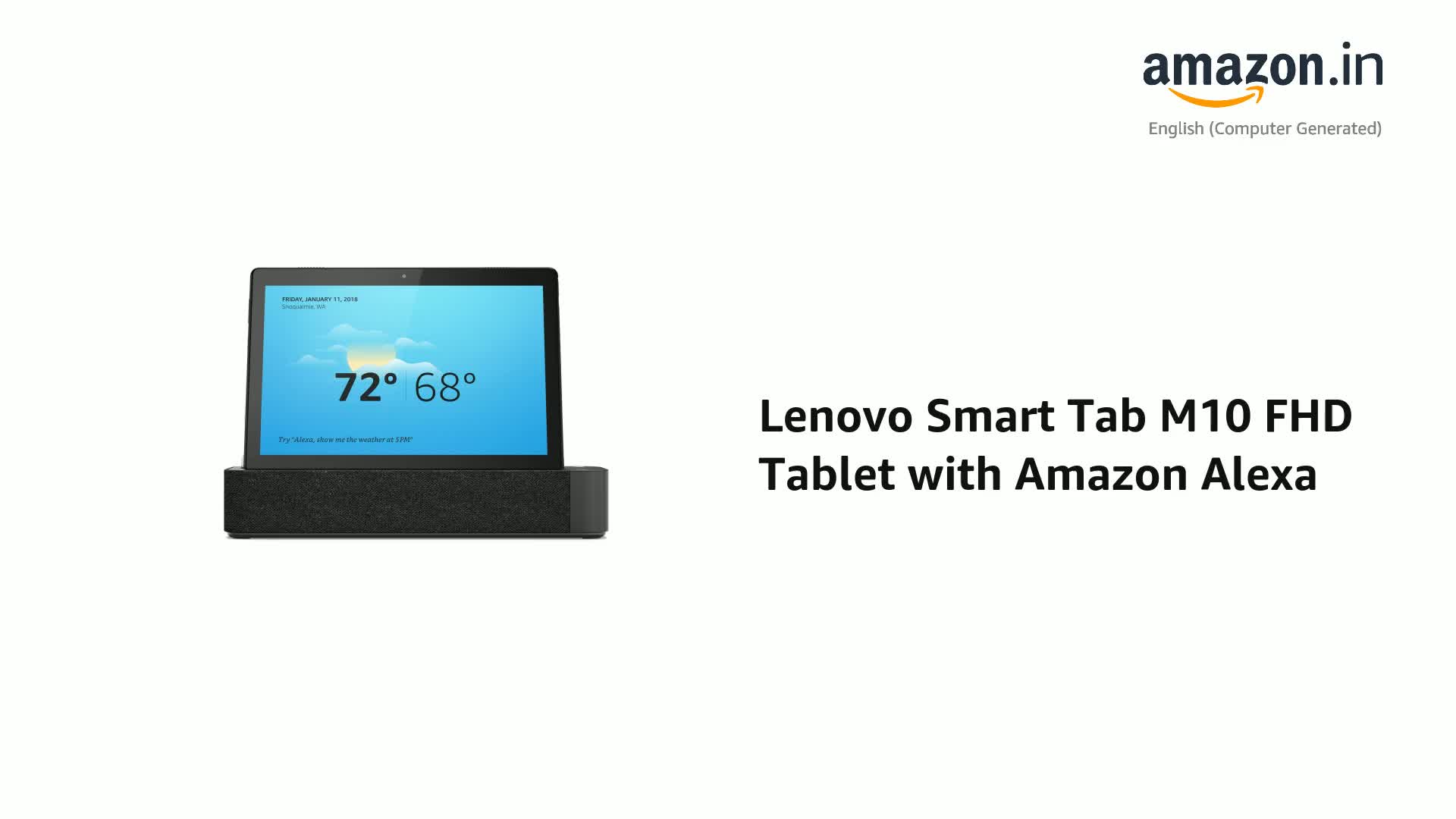 Lenovo Smart Tab M10 FHD Tablet with Amazon Alexa (10.1-inch, 3GB