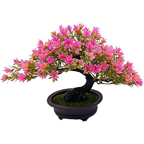 Fycooler Artificial Plants Bonsai Tree in Pots - Decorative Artificial Trees Realistic Artificial Japanese Pine Bonsai Juniper Fake Mini Plastic Plants for Home Office/Desktop Display,Zen Garden Décor Cover