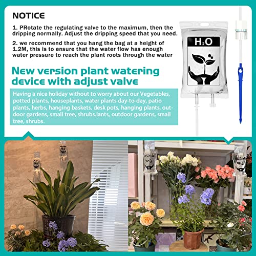 Plant Self Watering Spike With Water Storage Bag, Automatic Plant Watering Devices, Plant Self Waterer System With Adjust Valve Water Volume, Plant Drip Watering Non-Stop For Home/Holiday-3 Pack #TOP4