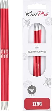KnitPro Zing Double Pointed Needles 6" 15cm | US Size 1.5 2.5mm