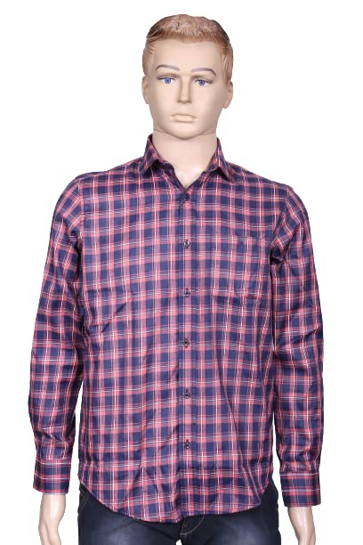 Image of Men's Cotton Casual Full Sleeve Checkered Shirt