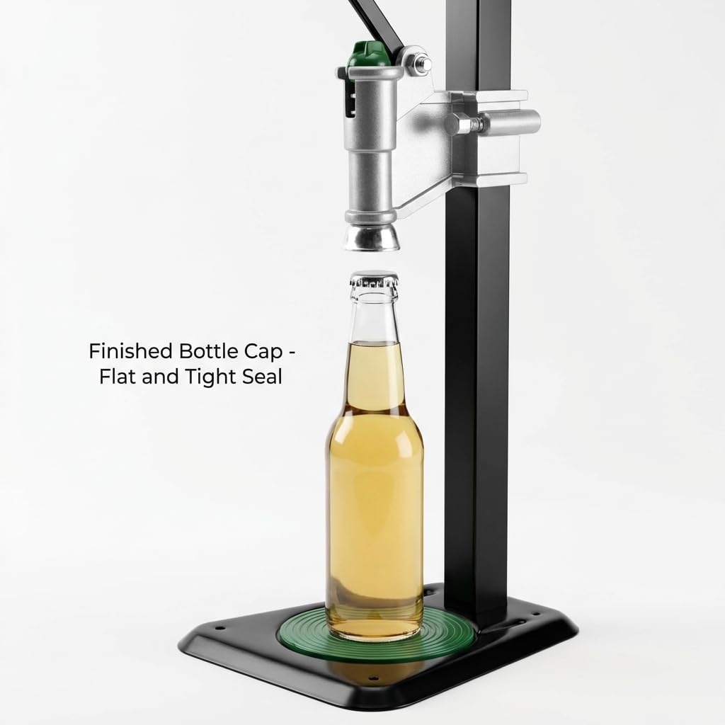 QWORK Tapón de botella de banco fuerte, reforzado, altura ajustable, acción de palanca para elaboración casera, compatible con tapas de 26 mm